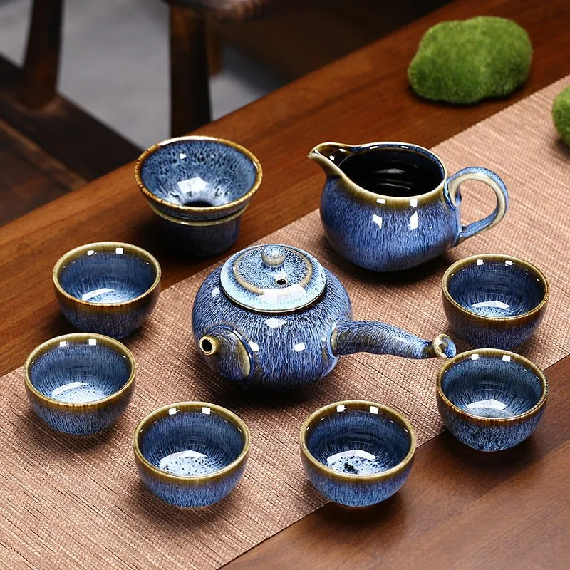 Tianmu Glaze Jun Kiln Ceramic Kung Fu Tea Set