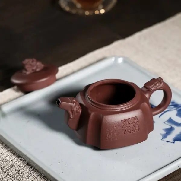 Three Stars Yixing Purple Clay Teapot - Image 3