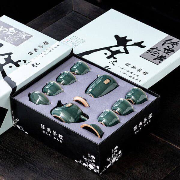 Ge Kiln Auspicious Tea Set with Heaven and Earth Cover - Image 2