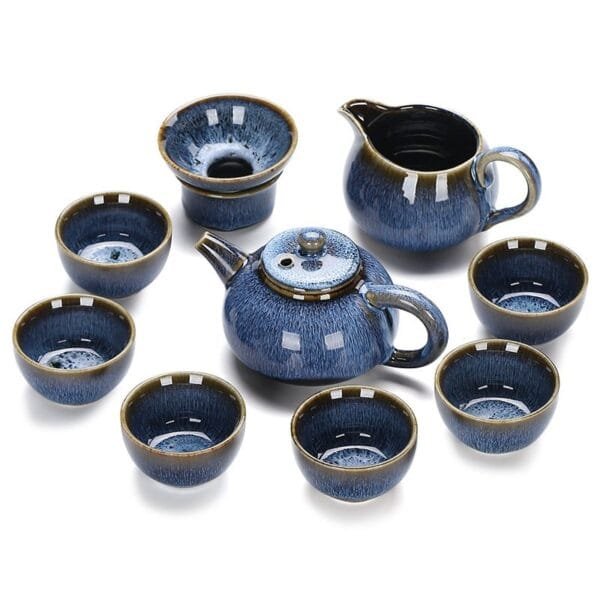 Tianmu Glaze Jun Kiln Ceramic Kung Fu Tea Set - Image 4