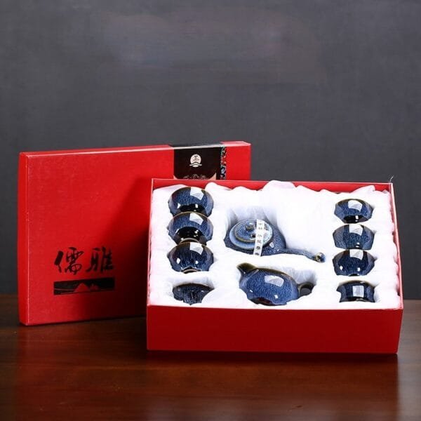 Tianmu Glaze Jun Kiln Ceramic Kung Fu Tea Set - Image 5