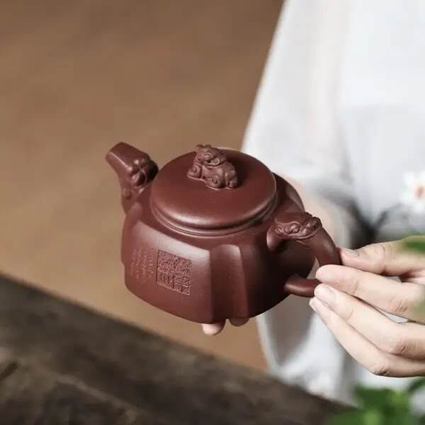 Three Stars Yixing Purple Clay Teapot - Image 2