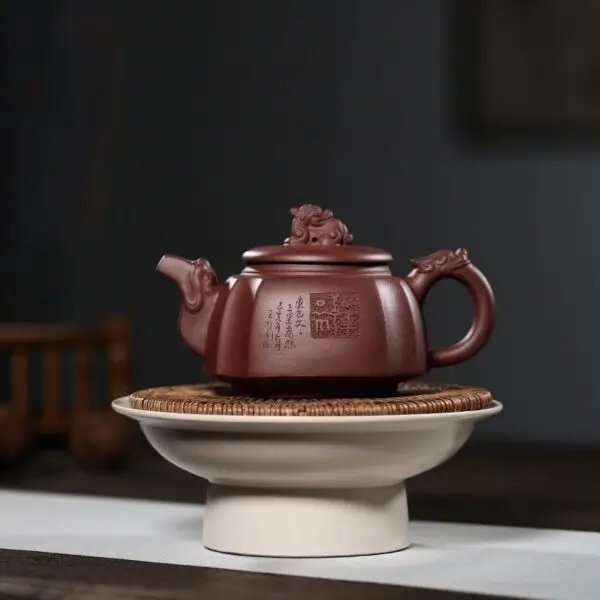 Three Stars Yixing Purple Clay Teapot