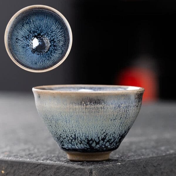 Silver Blue Tea Cup