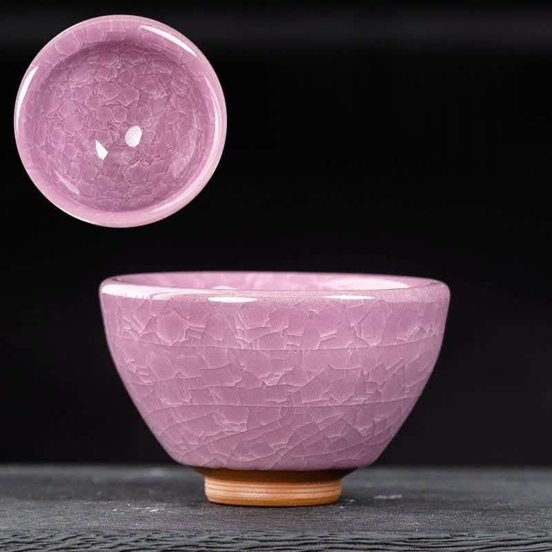 Pink ice crack small bunch mouth Tea Cup