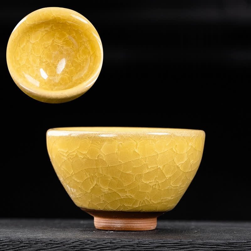 Yellow crack small bundle mouth Tea Cup