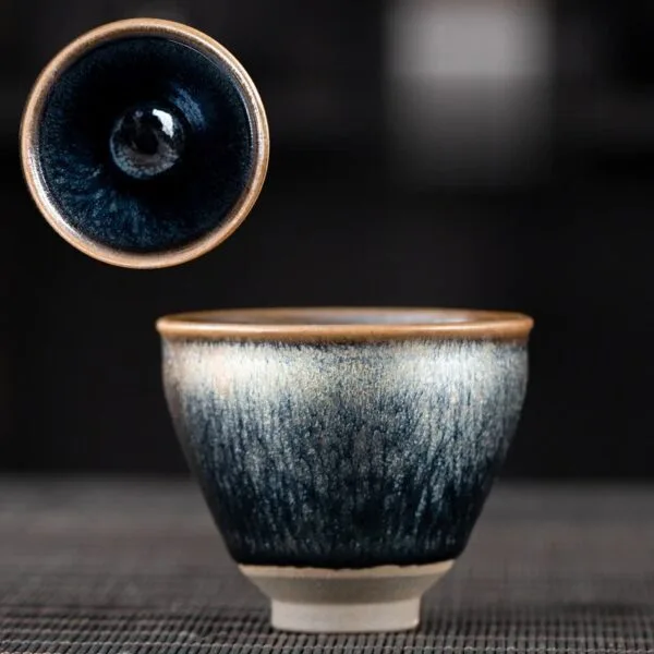 Hongfu Blue Oil Drop High Foot Tea Cup