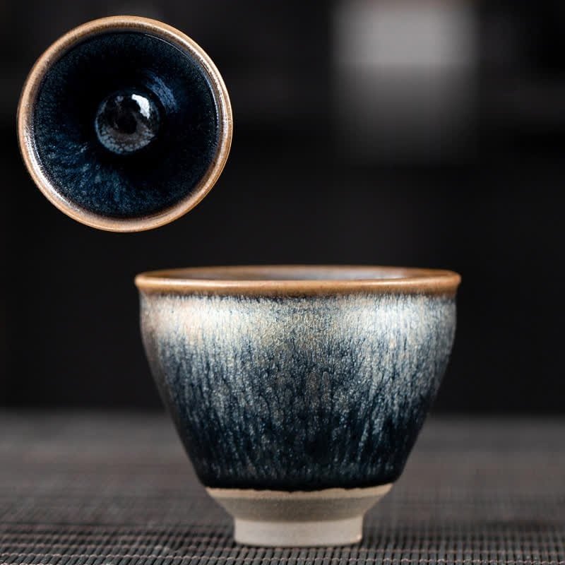 Hongfu Blue Oil Drop High Foot Tea Cup